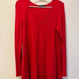 Express - Red V Neck Long Sleeve Dress